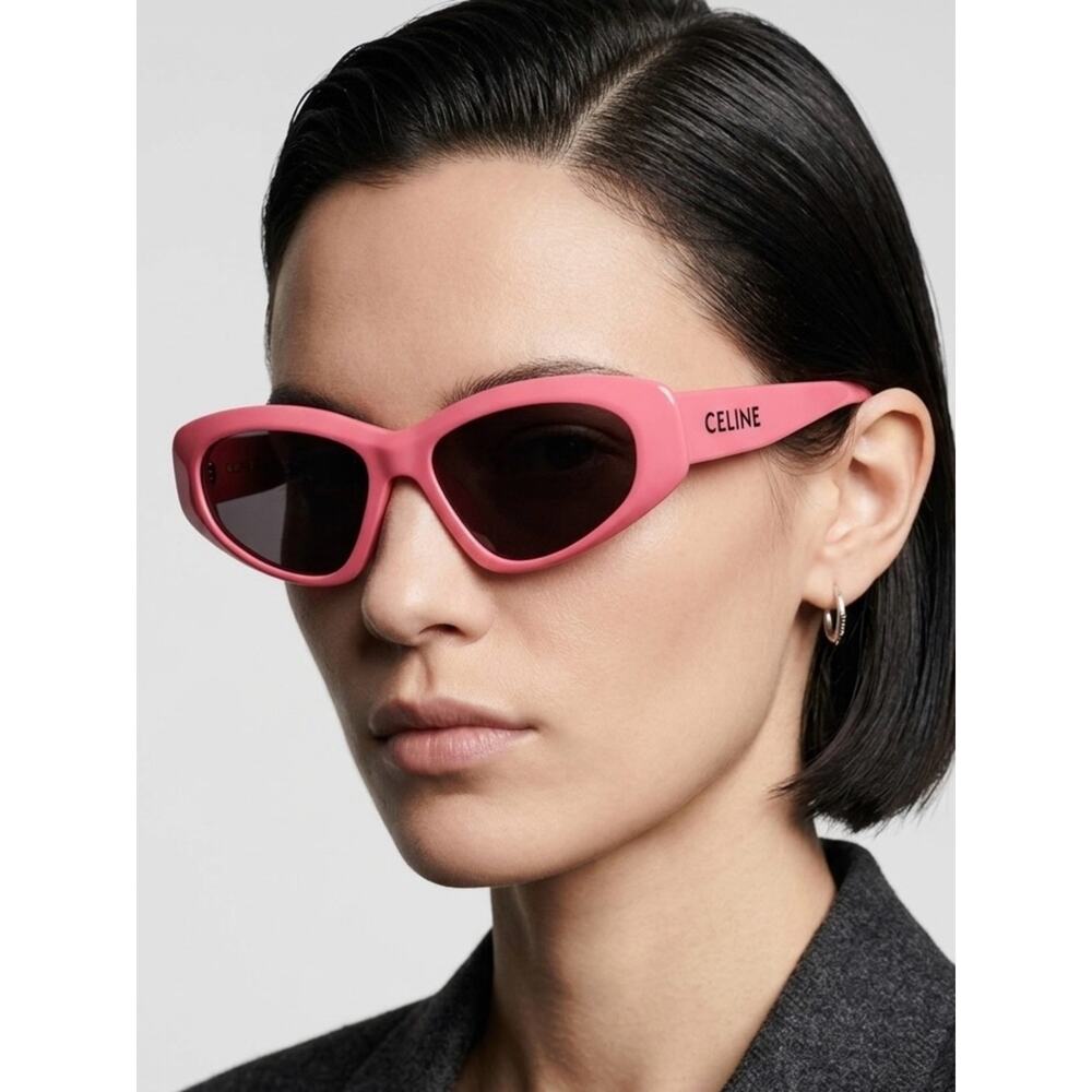 New Celine CL40279U 72A Pink Cat-Eye Sunglasses Authentic
